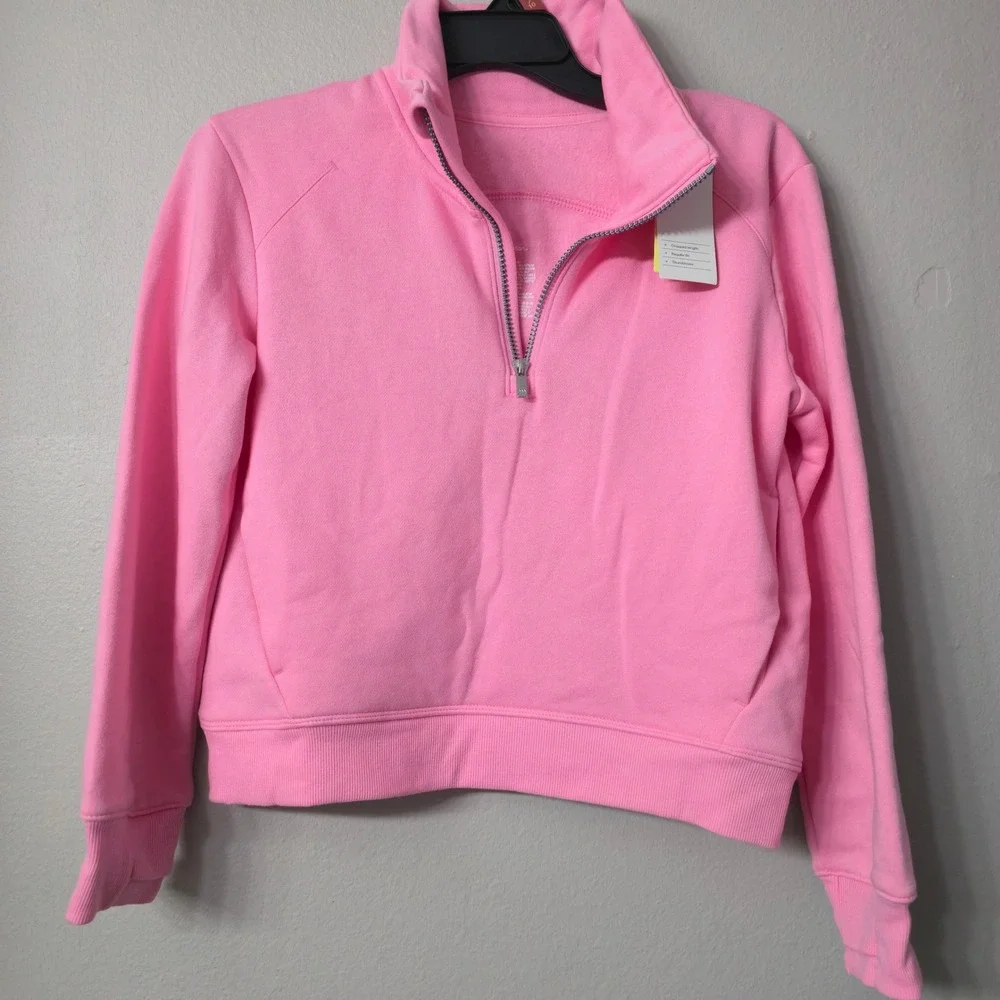 All In Motion Kids Pink Active Comfort 1/2 Zip Pullover Fleece Sweatshirt XL 14